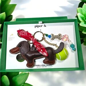 PIPER K -   Dachshund Charm with Red Bandana and Tennis Ball